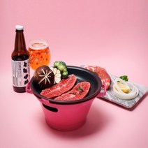 올쿡 국산 1인용 미니 개인 화로 스테이크 고기 구이 불판 세트 가정용 캠핑용, 미니화로