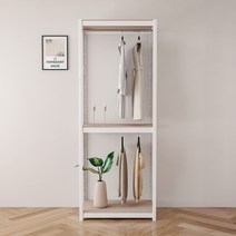홈던트 하우스 시스템 드레스룸 3단 2행거 800 x 600 x 2100 mm, 화이트