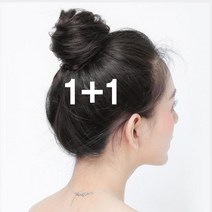똥머리 가발 머리띠 올림머리 승무원 당고머리 곱창 부분 가발 면접 머리 가채 1+1, 내츄럴블랙