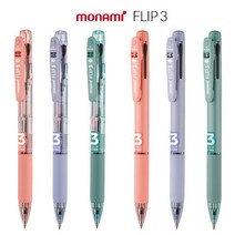 모나미 클립 플립3 3색볼펜 0.5mm 0.7mm 멀티펜, 0.7mm-세이지그린