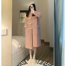 여성 후리스 떡볶이 롱 코트 겨울 단추 양털 따뜻한 귀여운 여친 학생 딸 새해 크리스마스 선물 핑크