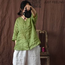 JUST FEEL!NG 여름/여성의류/린넨/얇은/반팔/셔츠/블라우스/보이넥/가디컨/빅사이즈