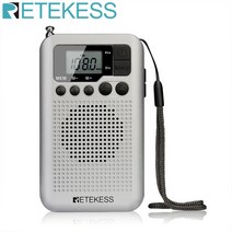 retekess tr106 휴대용 fm am 라디오 with lcd 디스플레이 디지털 튜닝 스피커 헤드폰 잭 및 지원 시계 기능, 없음