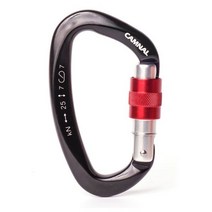 등강기 어센더 카라비너 전문 carabiner d 모양 25kn carbiner 키 후크 등반 상승 보안 안전 마스터 잠금 야외 보호 장비, Black Red