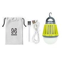 하와스 모기잡는 LED 캠핑랜턴 생활방수로 물세척가능 USB 충전식 휴대용 가정용 렌턴, [캠핑랜턴 그린+파우치] 세트