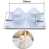 비 스틱 버블 큐브 양초 실리콘 몰드 아로마 테라피 석고 DIY 수제 비누 용품, 2PCS Rabbit