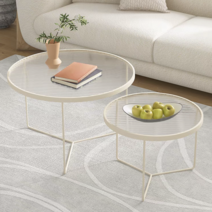 크림색 거실테이블 60+45CM 원형 티테이블, 60cm+45cm, X1