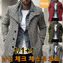 1/1+1 남성 체크체스트 코트 자켓 오버핏