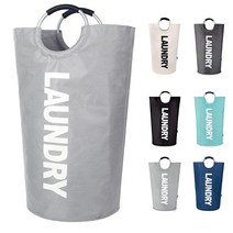 Twira 90L XL 세탁 바구니 세탁 바구니 스탠드업 세탁물 바구니 패딩 처리된 손잡이가 있는 세탁 가방 방수 세탁 바구니 접이식 욕실 세탁실 대학용 옷 바구니 (, X-Large/90L, Light Grey