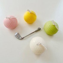 골프공캔들 골프공초&골프채키링세트 머리올리기선물, 엘로, 체리블라썸, 골드리본