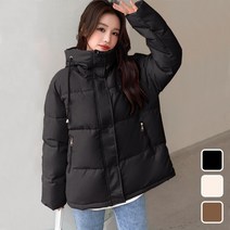 바이얼리 오버핏 하이넥 후드 숏패딩 / 빅사이즈