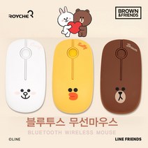 라인프렌즈 무선 마우스 블루투스 무소음 귀여운 캐릭터 브라운 샐리 코니 아이패드 맥북 갤럭시탭 태블릿 스마트폰 노트북 소리안나는 저소음 작은 가벼운 휴대용 사무용, 브라운 블루투스 마우스