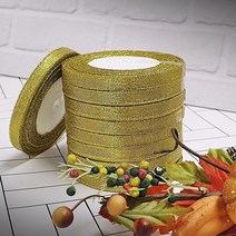 청첩장리본 지끈공예 리본제작 택끈 택줄, 포장 리본 끈 골드 1cm 22m