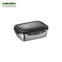 김치냉장고선반 PANPANDA 316 스테인레스 스틸 crisper 냉장고 수신 냉동 씰 대용량 kimchi fresh-keeping box, About 500ml