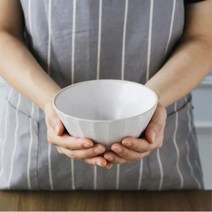 내추럴 핸드메이드 모던 도자기 대접 국그릇 냉면기 혼밥 예쁜라인 손닙접대용, 화이트