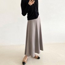 봄 여름 40-50대 미시 여성 기본 무지 빅사이즈 루즈핏 훌 플레어 밴딩 롱 스커트 치마