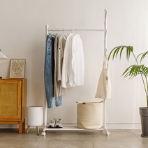 아워리빙 자작나무 이동식 메탈 옷걸이 행거, 01_화이트