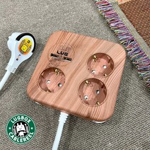 러그(LUG) CUBE 2포트 USB 멀티탭 3구 WOOD, 사각 (우드) 1.4M 이지콕플러그