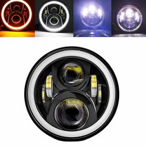 오토바이헤드라이트 7인치 LED 헤드 라이트 DRL Hi/Lo 빔 50W 40W 헤일로 링 앰버 엔젤 아이 Niva 오토바, 06 only 50w headlight