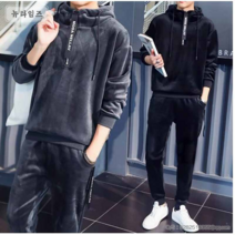 남성 겨울 벨벳 후드 기모 트레이닝 세트A 빅사이즈 츄리닝 S~3XL