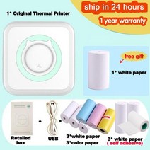포켓 열전 사 프린터 Bluetooth 휴대용 미니 무선 200 인치 당 점 사진 라벨 메모 목록 잉크 인쇄 없음 무선 프린터 분명히, add 10 Rolls China