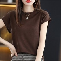 오노마 오노마 ONM 가오리 핏 여름 반팔 니트 티 여성 라운드 셔츠 brown (9721373)