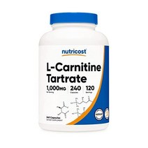 뉴트리코스트 L카르니틴 타르트레이트 1 000mg 240캡슐 캡슐당 500mg 120인분BGSL, 240 카운트(1개 팩)