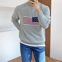 간빠레 남녀공용 프리미엄 코튼 USA 성조기 니트 3color