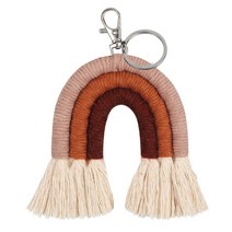 키 체인을위한 수제 직조 무지개 무지개 키 홀더를위한 Tassel Macrame Keyrings