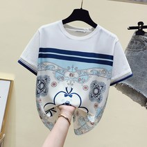 프린팅반팔티셔츠 할인점 상점 전문점 궤짝을 치우다 마름질 여성 여름 디자인감각 보이핏 볼륨 상의 2240541996