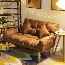 ZT 미니 소파 월룸 소파 침대, 커피 색, 호화 3인승 확대 두께 증가(쿠션 증정)