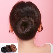 승무원가채 가채 가발 올림 당고 쪽 곱창 머리 인모 똥 면접 승무원 페이크 한복 만두, 브라운, 1개
