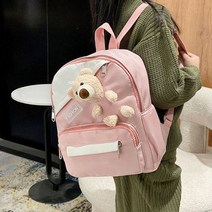 [질좋은] 10대 노트북 책 캐주얼백 중 곰돌이 학교 데일리백 학생 여자 가방 책가방 노트북가방 핑크 백팩 중학생백팩 학교가방