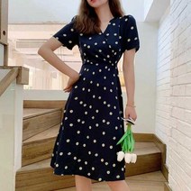 데이지 플라워 랩 미디 원피스