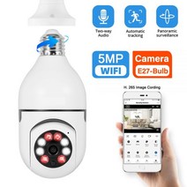 아기캠 베이비 펫캠 가정용CCTV 와이파이 보안 보호 전구 카메라 5mp E27 모니터 실내 비디오 감시 풀 컬러 나이트 비전 자동 추적 n d, 5MP 카메라 128G