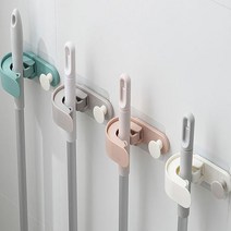 깔끔한 후크 밀대청소용품걸이 청소도구걸이 부착형 청소도구거치대, 그린