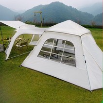 전실텐트 거실형리빙쉘텐트2룸 투룸 4인가족 5인용 캠핑 대형 장박 터널형텐트 감성 쉘터, 터널 텐트