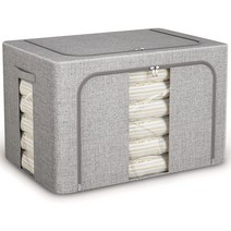 SAIVEINA 대용량 모던 옥스퍼드 와이어 접이식 리빙박스 공간 활용 고급형 의류 수납함 이불함 완구 수납함, 그레이, 1개