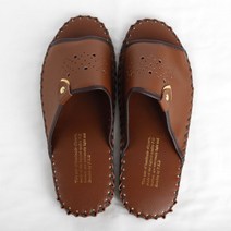 펀칭봉합 고급 가죽 실내슬리퍼 거실 실내화 호텔 거실화 병원 유치원 사무실, 브라운