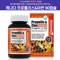 캐나다프로폴리스 목이아플때 클로버꿀 활성산소영양제 포리폴리스 항산화영양제 영국현지생산 항산화 항균작용 정상면역 유지에도움, 516mg * 90캡슐1개(3개월분)+사은품 약통