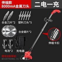 수동 잔디 깍기 예초기 미니 충전식 제초기 벌초 예취기깎는 기계 와이어 로프 인공물, n 배터리 용량 8000ma 금속 커터 헤드 24