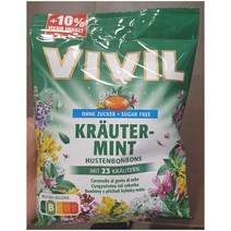 (독일마트) VIVIL 비빌 23 허브 민트 캔디 사탕 무설탕 88g 7팩 Herb Mint candy sugar free