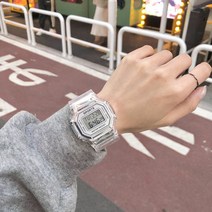 투명 클리어 전자 우레탄 손목 디지털 시계 4586EA