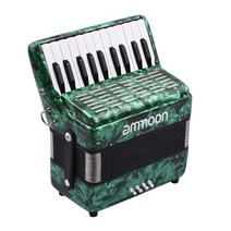 아코디언 미니 파일 악기 어린이 가방 8베이스 손풍금 초보 연주자 Ammoon 피아노 22 키 조절 가능한 스트랩 공연 를위한 자 키보드, 초록