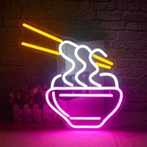 네온간판 라멘 네온 사인 LED 조명 벽 장식 국수 레스토랑 홈 바 주방 다이닝 룸 카페 숍, 01 32X34cm