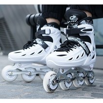 [판매자 봉구직구확인]1+1옵션 RU8741 인라인스케이트 초보 입문 전문가 성인 학생, 블랙 + 보호장비 + 도구_255-270(플래쉬)