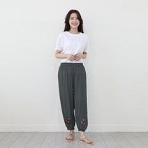 RTXSPORTS 여름 시원한 아사면 항아리 자수 시보리 팬츠 바지