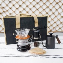 커피 선물 세트 V60 스틸 블랙 도구 그라인더 조정 주전자 필터 종이 포장 백 스폰지, 600ml Kettle B