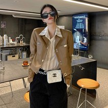 Aug.07 144번 스타일리시한 트렌치코트 올가을 슬림 고급스러움 메탈 버튼 쇼트 재킷 패션Z