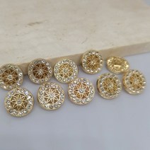 고급단추 수입단추 명품단추 12/15/20MM 패션 럭셔리 라인 석 스타 디자인 금속 단추 의류 장식 제조 업체 DIY 바느질, [01] gold, 6개